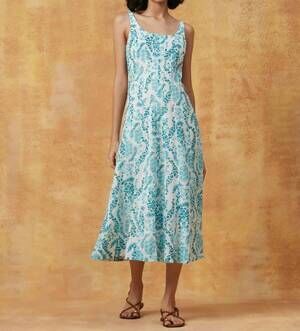 NEW RO'S GARDEN camillie midi dress in bluenilo